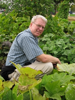 Instructor and author Stephen Albert in his garden