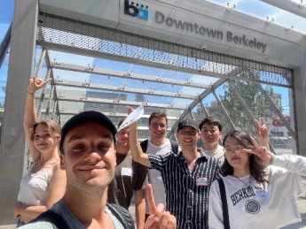 Lydia Bao with friends standing in front of BART