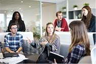 Photo of a business team working at a table