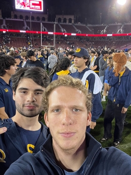 Eduardo Fatio taking a selfie at a Berkeley Cal football game