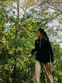 Lucy Zhang taking a walk on the Berkeley campus