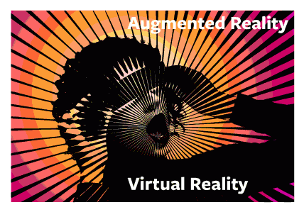 graphic of woman wearing virtual reality glasses