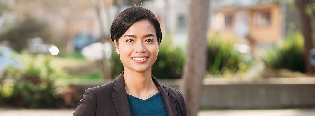 Certificate Program in Personal Financial Planning graduate Ariana Alisjahbana, outside