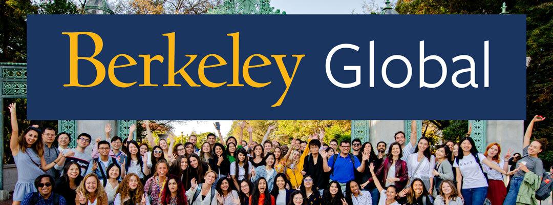 Berkeley Global logo above group of students