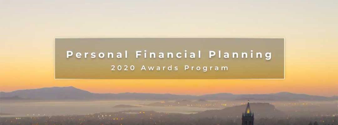 Personal Financial Planning 2020 Awards Program text on top of a picture of Berkeley and San Francisco