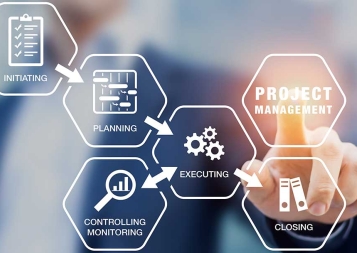 Icons showing various stages of project management process