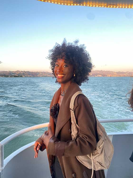 Mariane Iman Ndiaye on a boat on the San Francisco Bay